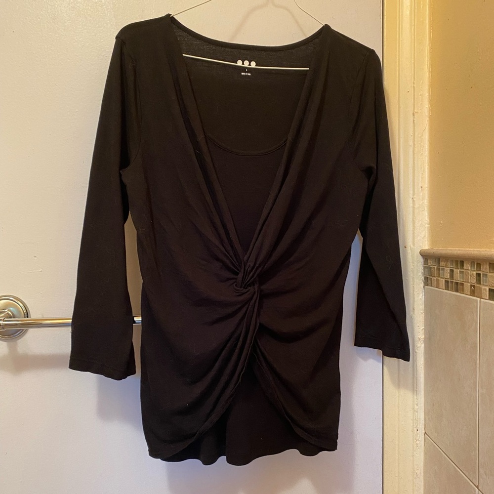 Three Dots black twist top 3/4 sleeve